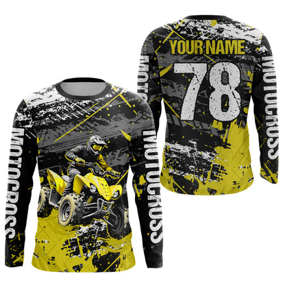 Custom Yellow Off-Road Quad Bike Shirt Youth ATV Motocross Shirts Kid Men Women UPF30+ DNT78