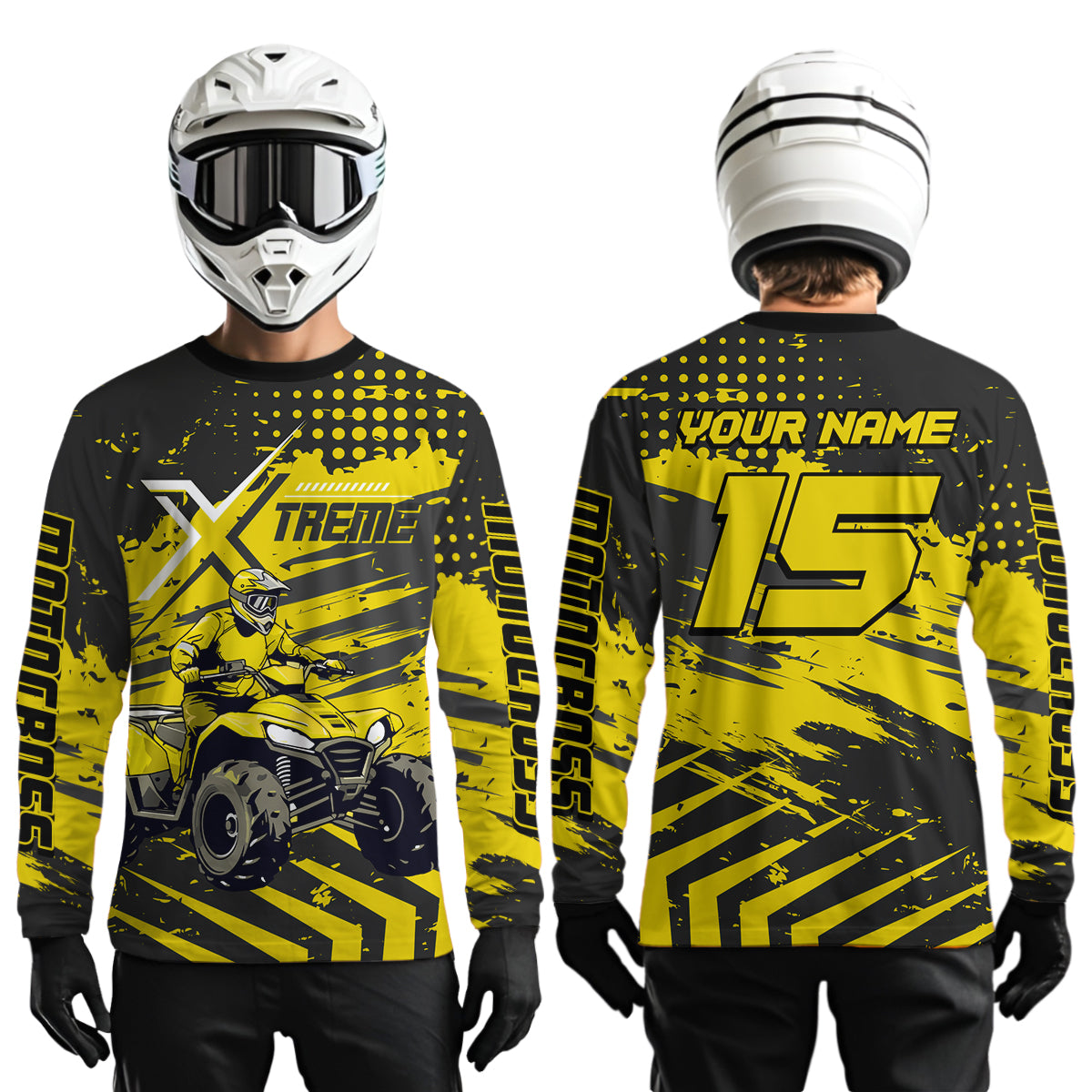 Custom Yellow Off-Road Quad Bike Shirt Extreme ATV Motocross Shirts Kid Men Women UPF30+ DNT79