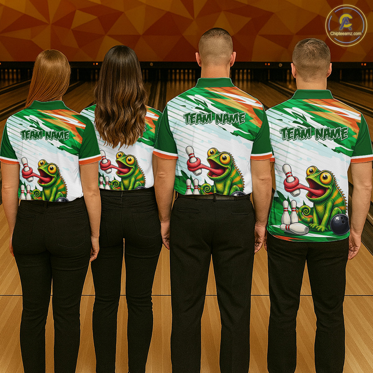 Custom Funny Chameleon Bowling Jersey for Men Bowling Team Shirts Bowling League HNT308