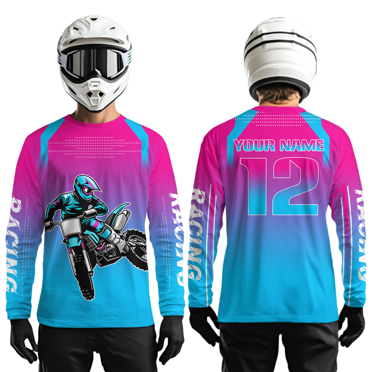 Pink Youth Dirt Bike Jersey Men Women Kid Custom Motocross Jersey Off-Roading Jersey DNT49