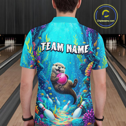 Custom Ocean Funny Otte Bowling Jersey for Men Funny Bowling Team Shirts Bowling Uniform HNT273
