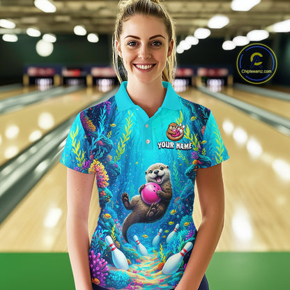 Custom Ocean Funny Otte Bowling Jersey for Women Funny Bowling Team Shirts Bowling Uniform HNT273