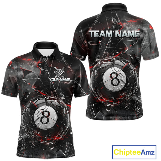 Custom Broken Glass 8 Ball Billiard Shirt for Men Billiard Team Jersey Billiard League NNT193