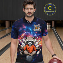 Load image into Gallery viewer, Custom Galaxy Funny Zen Raccoon Bowling Shirt for Men Bowling Team Shirts Bowling Outfit HNT313