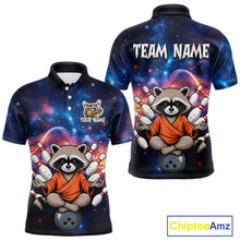 Load image into Gallery viewer, Custom Galaxy Funny Zen Raccoon Bowling Shirt for Men Bowling Team Shirts Bowling Outfit HNT313