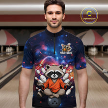 Load image into Gallery viewer, Custom Galaxy Funny Zen Raccoon Bowling Shirt for Men Bowling Team Shirts Bowling Outfit HNT313