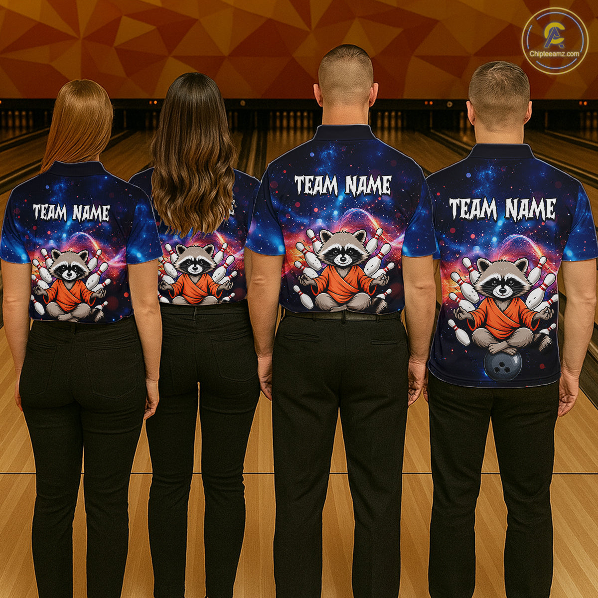 Custom Galaxy Funny Zen Raccoon Bowling Shirt for Women Bowling Team Shirts Bowling Outfit HNT313
