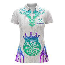 Load image into Gallery viewer, Custom Neon White Crown Dart Shirts for Women Darts Team Jerseys Dart League Polo &amp; 1/4 Zip NNT140