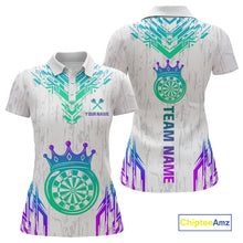 Load image into Gallery viewer, Custom Neon White Crown Dart Shirts for Women Darts Team Jerseys Dart League Polo &amp; 1/4 Zip NNT140