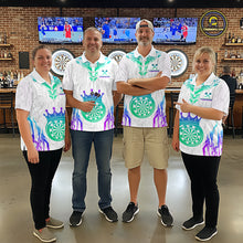 Load image into Gallery viewer, Custom Neon White Crown Dart Shirts for Women Darts Team Jerseys Dart League Polo &amp; 1/4 Zip NNT140