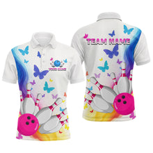 Load image into Gallery viewer, Custom Colorful Butterfly Bowling Jersey for Men Bowling Team Shirts Bowling League Polo &amp; 1/4 Zip HNT173