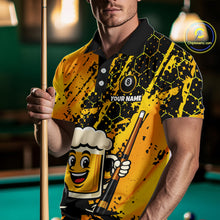 Load image into Gallery viewer, Custom Funny Yellow Beer 8 Ball Pool Billiard Shirt for Men Polo &amp; 1/4 Zip, Billiard Team Jerseys NNT147