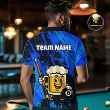 Load image into Gallery viewer, Custom Funny Blue Beer 8 Ball Pool Billiard Shirt for Men Polo &amp; 1/4 Zip, Billiard Team Jerseys NNT147
