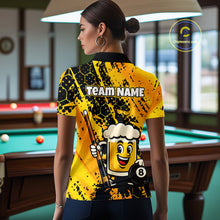 Load image into Gallery viewer, Custom Funny Yellow Beer 8 Ball Pool Billiard Shirt for Women Polo &amp; 1/4 Zip, Billiard Team Jerseys NNT147