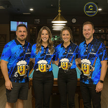 Load image into Gallery viewer, Custom Funny Blue Beer 8 Ball Pool Billiard Shirt for Men Polo &amp; 1/4 Zip, Billiard Team Jerseys NNT147