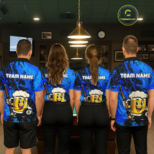 Load image into Gallery viewer, Custom Funny Blue Beer 8 Ball Pool Billiard Shirt for Men Polo &amp; 1/4 Zip, Billiard Team Jerseys NNT147