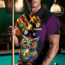 Load image into Gallery viewer, Custom Funny Colorful Owl 9 Ball Pool Billiard Shirt for Men Billiard Team Jersey Polo &amp; 1/4 Zip NNT156