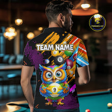 Load image into Gallery viewer, Custom Funny Colorful Owl 9 Ball Pool Billiard Shirt for Men Billiard Team Jersey Polo &amp; 1/4 Zip NNT156