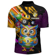 Load image into Gallery viewer, Custom Funny Colorful Owl 9 Ball Pool Billiard Shirt for Men Billiard Team Jersey Polo &amp; 1/4 Zip NNT156