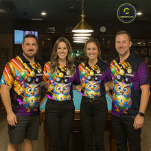 Load image into Gallery viewer, Custom Funny Colorful Owl 9 Ball Pool Billiard Shirt for Men Billiard Team Jersey Polo &amp; 1/4 Zip NNT156