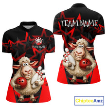 Load image into Gallery viewer, Custom Funny Sheep Bowling Jersey for Women Bowling Team Shirts Bowling League Polo &amp; 1/4 Zip HNT379