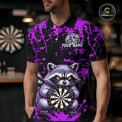 Custom Purple Funny Raccoon Darts Shirt for Men Darts Team Jerseys Dartboard Shirt Dart League NNT292