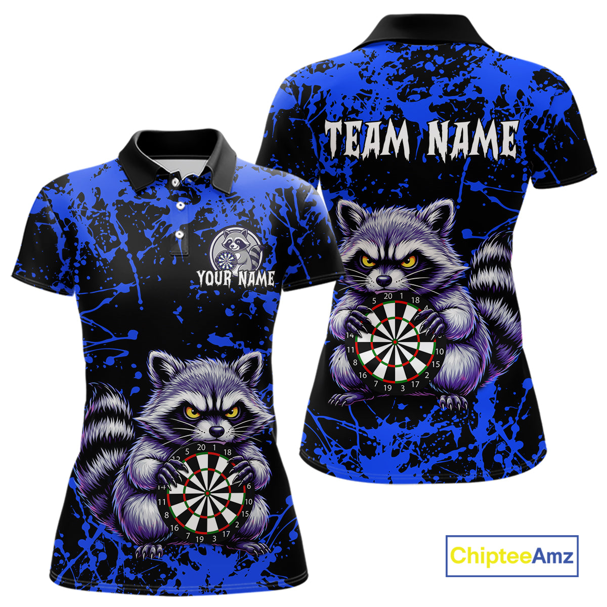 Custom Blue Funny Raccoon Darts Shirt for Women Darts Team Jerseys Dartboard Shirt Dart League NNT292