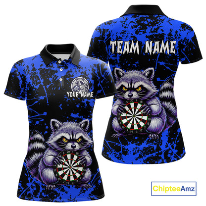 Custom Blue Funny Raccoon Darts Shirt for Women Darts Team Jerseys Dartboard Shirt Dart League NNT292