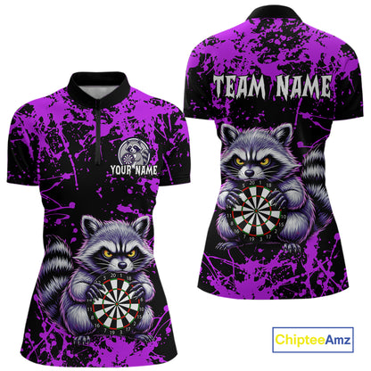 Custom Purple Funny Raccoon Darts Shirt for Women Darts Team Jerseys Dartboard Shirt Dart League NNT292
