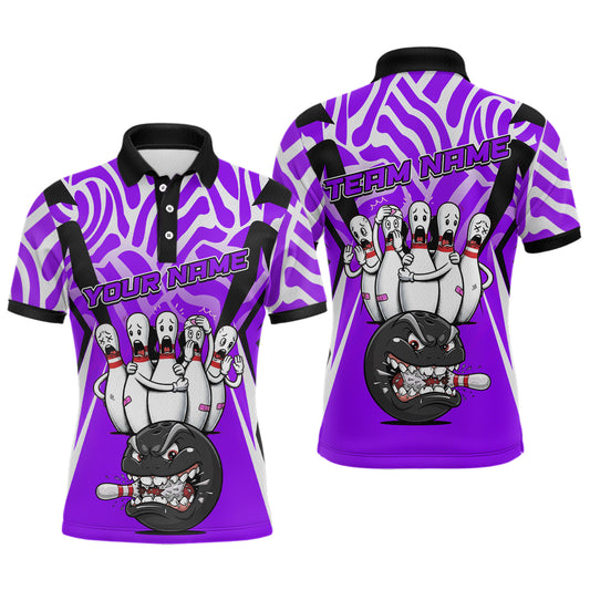 Custom Purple Funny Bowling Jersey for Men Bowling Team Shirts Bowling League Polo & 1/4 Zip HNT155