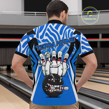 Load image into Gallery viewer, Custom Blue Funny Bowling Jersey for Men Bowling Team Shirts Bowling League Polo &amp; 1/4 Zip HNT155