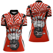 Load image into Gallery viewer, Custom Red Funny Bowling Jersey for Women Bowling Team Shirts Bowling League Polo &amp; 1/4 Zip HNT155