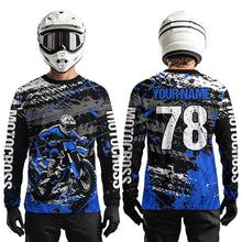 Load image into Gallery viewer, Blue Youth Dirt Bike Jersey Adult Kid Upf30+ Customized Motocross Jersey Off-Roading Jersey DNT48