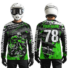 Load image into Gallery viewer, Green Youth Dirt Bike Jersey Adult Kid Upf30+ Customized Motocross Jersey Off-Roading Jersey DNT48