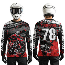 Load image into Gallery viewer, Red Youth Dirt Bike Jersey Adult Kid Upf30+ Customized Motocross Jersey Off-Roading Jersey DNT48