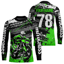 Load image into Gallery viewer, Green Youth Dirt Bike Jersey Adult Kid Upf30+ Customized Motocross Jersey Off-Roading Jersey DNT48
