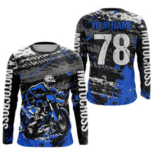 Load image into Gallery viewer, Blue Youth Dirt Bike Jersey Adult Kid Upf30+ Customized Motocross Jersey Off-Roading Jersey DNT48