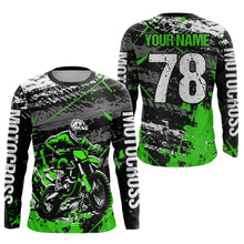 Load image into Gallery viewer, Green Youth Dirt Bike Jersey Adult Kid Upf30+ Customized Motocross Jersey Off-Roading Jersey DNT48