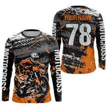 Load image into Gallery viewer, Orange Youth Dirt Bike Jersey Adult Kid Upf30+ Customized Motocross Jersey Off-Roading Jersey DNT48