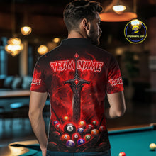 Load image into Gallery viewer, Custom Red Fire Demon Eyes 8 Ball Billiard Shirt for Men Billiard Team Jersey Billiard Outfit NNT196