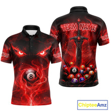 Load image into Gallery viewer, Custom Red Fire Demon Eyes 8 Ball Billiard Shirt for Men Billiard Team Jersey Billiard Outfit NNT196