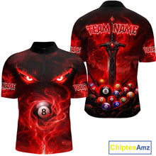 Load image into Gallery viewer, Custom Red Fire Demon Eyes 8 Ball Billiard Shirt for Men Billiard Team Jersey Billiard Outfit NNT196