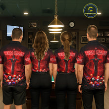 Load image into Gallery viewer, Custom Red Fire Demon Eyes 8 Ball Billiard Shirt for Men Billiard Team Jersey Billiard Outfit NNT196