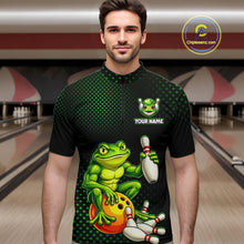 Load image into Gallery viewer, Custom Funny Frog Bowling Jersey for Men Bowling Team Shirts Bowling League Polo &amp; 1/4 Zip HNT246