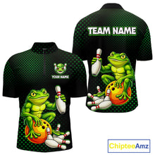 Load image into Gallery viewer, Custom Funny Frog Bowling Jersey for Men Bowling Team Shirts Bowling League Polo &amp; 1/4 Zip HNT246