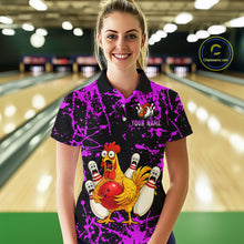 Load image into Gallery viewer, Custom Purple Funny Chicken Bowling Jersey for Women Bowling Uniform Bowling Team Shirts HNT282