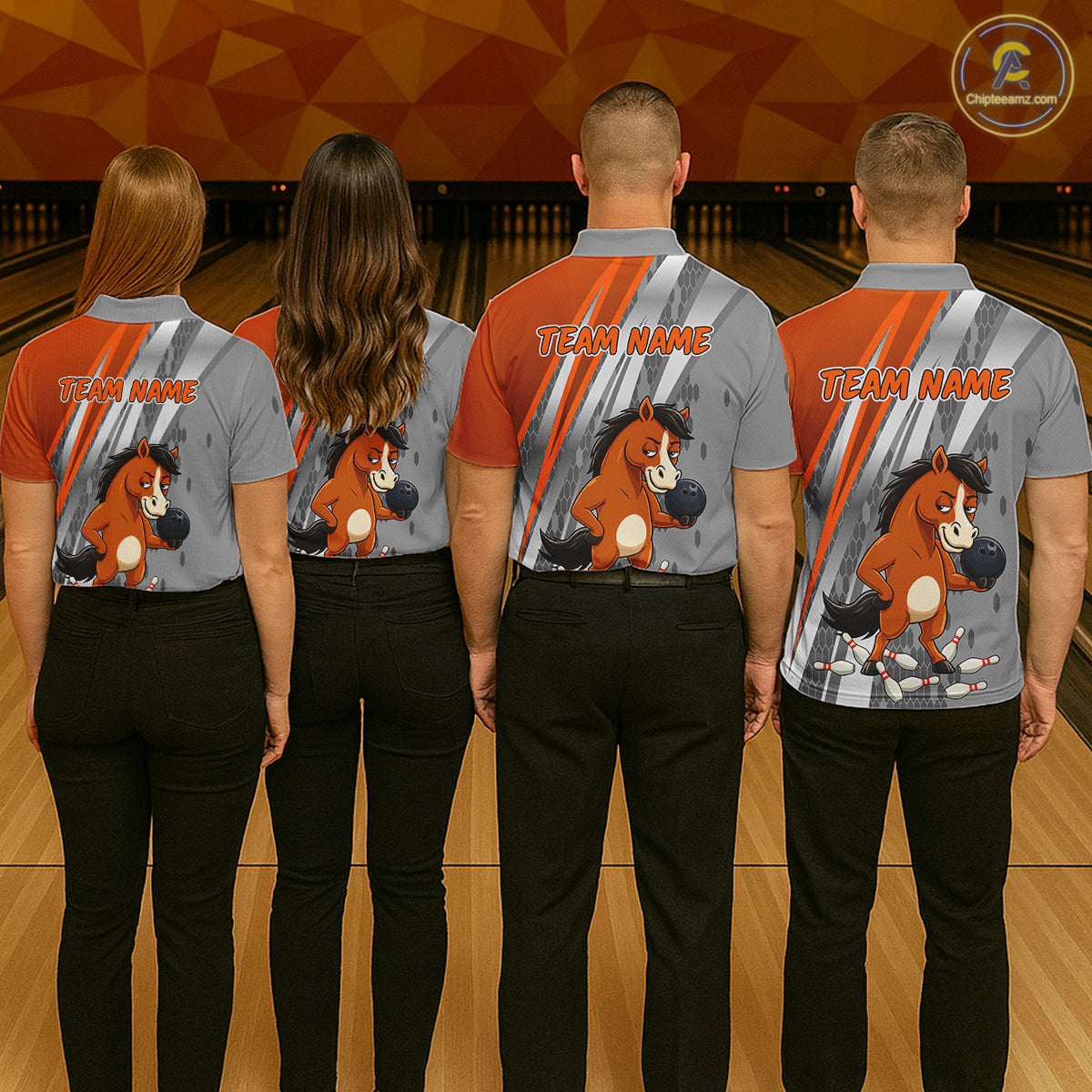 Custom Funny Horse Bowling Jersey for Women Bowling Team Shirts Bowling League Polo & 1/4 Zip HNT181