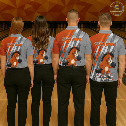 Custom Funny Horse Bowling Jersey for Women Bowling Team Shirts Bowling League Polo & 1/4 Zip HNT181