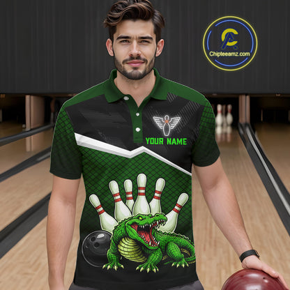 Custom Funny Crocodile Bowling Shirt Alligator Bowling Jersey for Men Polo & 1/4 Zip HNT207