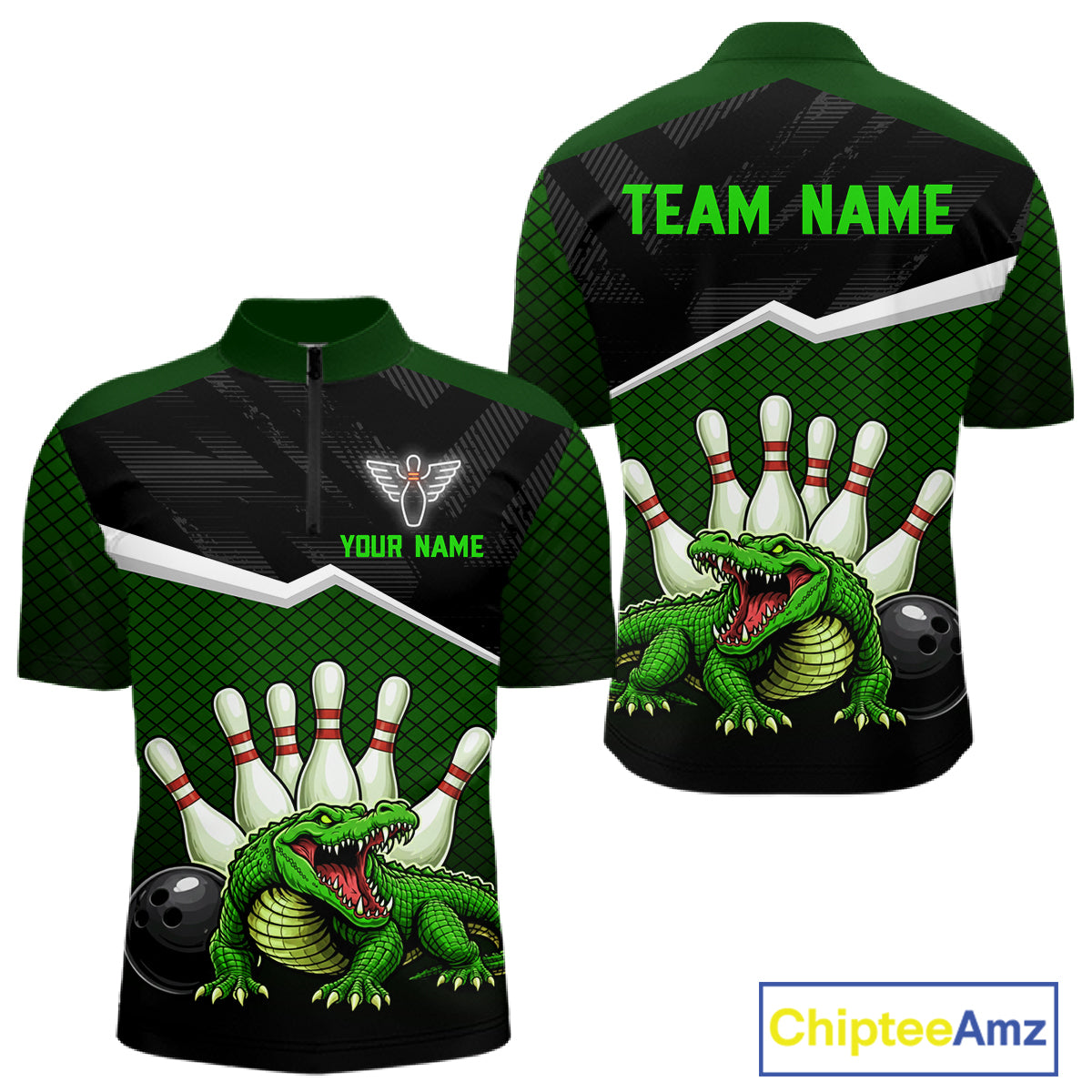 Custom Funny Crocodile Bowling Shirt Alligator Bowling Jersey for Men Polo & 1/4 Zip HNT207